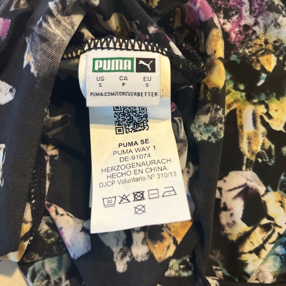 PUMA Floral Graphic Print Semi-Sheer Long Sleeve Fitted Crop Shirt. S. Like NWOT - Picture 11 of 11